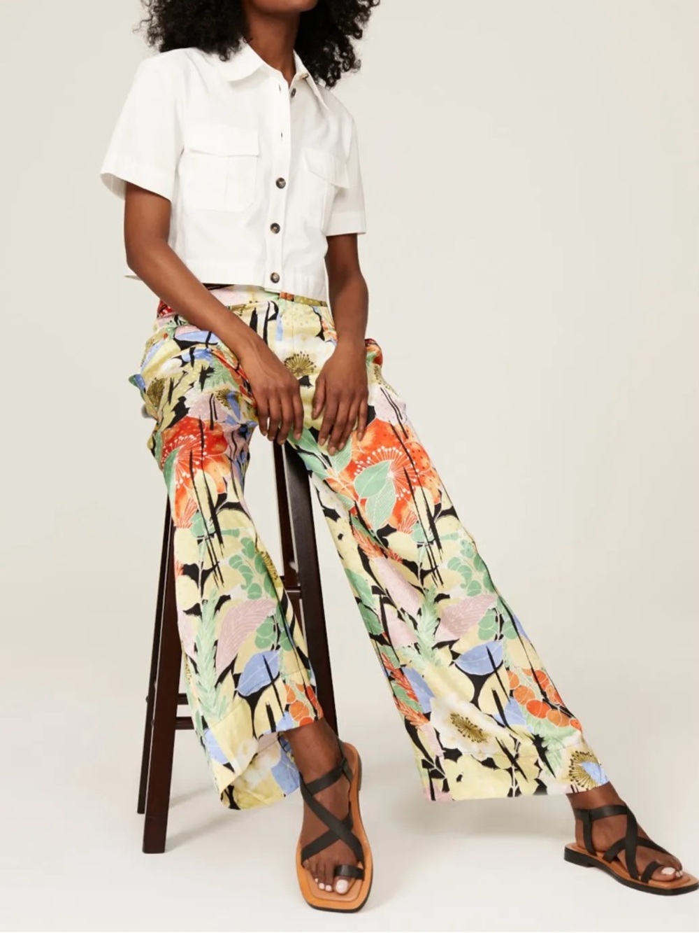 Equipment 100% silk wide leg pants trouser in Multicolor Floral print - size 4
